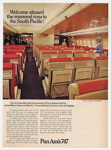 1970 A Pan Am ad promoting early 747 service to the South Pacific